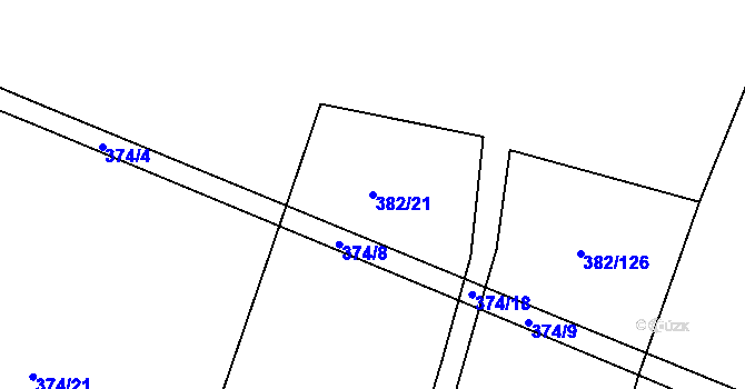 Parcela st. 382/21 v KÚ Bačalky, Katastrální mapa