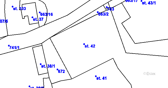 Parcela st. 42 v KÚ Lično u Milkovic, Katastrální mapa