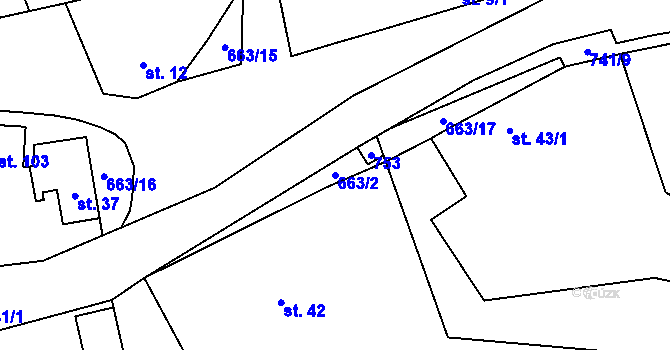 Parcela st. 663/2 v KÚ Lično u Milkovic, Katastrální mapa