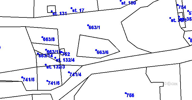 Parcela st. 663/6 v KÚ Lično u Milkovic, Katastrální mapa