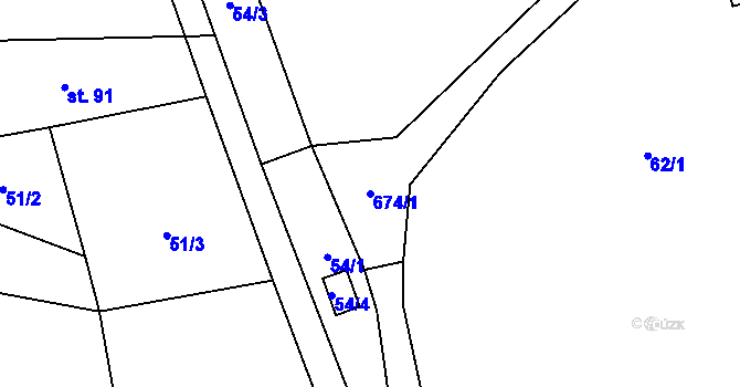 Parcela st. 674/1 v KÚ Lično u Milkovic, Katastrální mapa