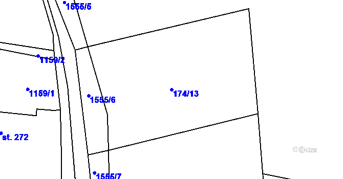 Parcela st. 174/13 v KÚ Lično u Milkovic, Katastrální mapa