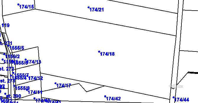 Parcela st. 174/18 v KÚ Lično u Milkovic, Katastrální mapa
