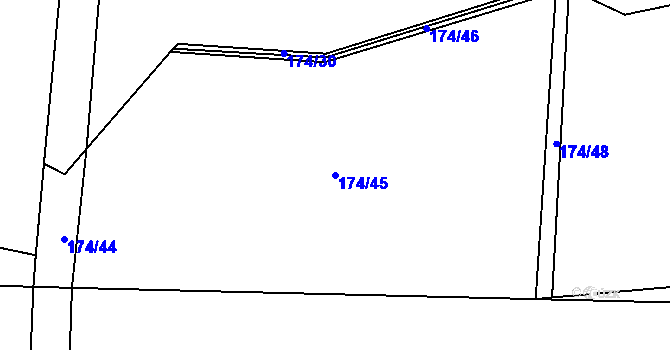 Parcela st. 174/45 v KÚ Lično u Milkovic, Katastrální mapa