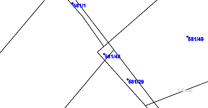 Parcela st. 581/48 v KÚ Lično u Milkovic, Katastrální mapa
