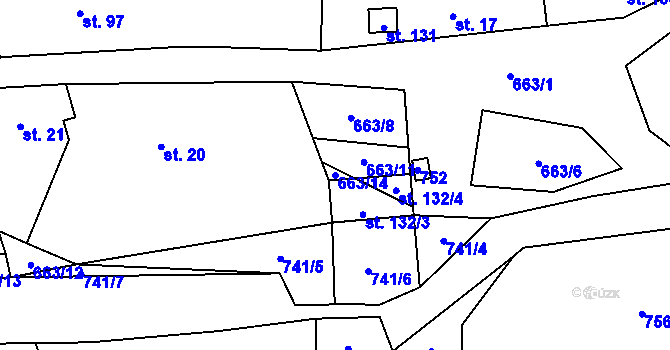 Parcela st. 663/14 v KÚ Lično u Milkovic, Katastrální mapa