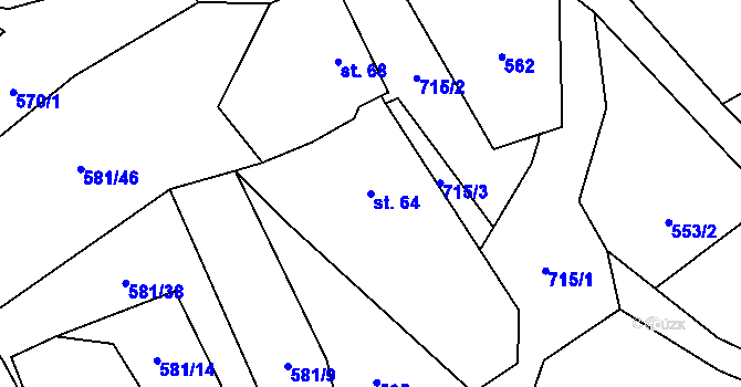 Parcela st. 64 v KÚ Záhuby, Katastrální mapa