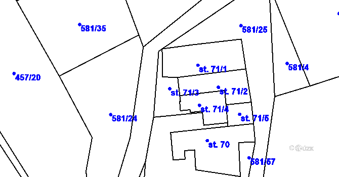 Parcela st. 71/3 v KÚ Záhuby, Katastrální mapa