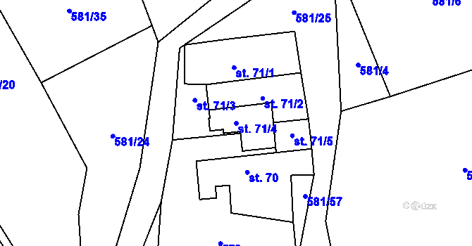 Parcela st. 71/4 v KÚ Záhuby, Katastrální mapa