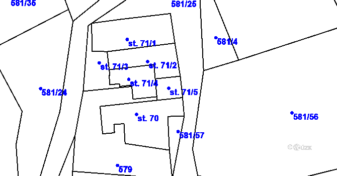 Parcela st. 71/5 v KÚ Záhuby, Katastrální mapa