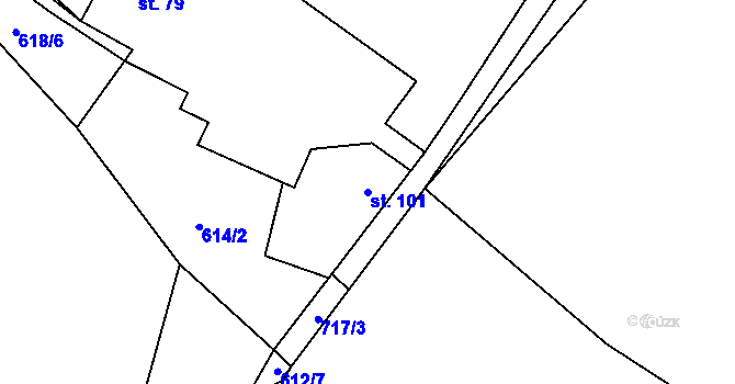 Parcela st. 101 v KÚ Záhuby, Katastrální mapa