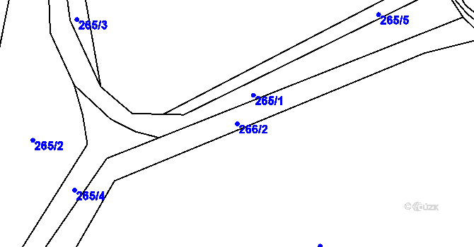 Parcela st. 266/2 v KÚ Záhuby, Katastrální mapa