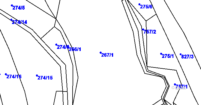 Parcela st. 267/1 v KÚ Záhuby, Katastrální mapa