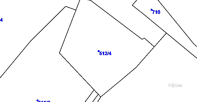 Parcela st. 512/4 v KÚ Záhuby, Katastrální mapa