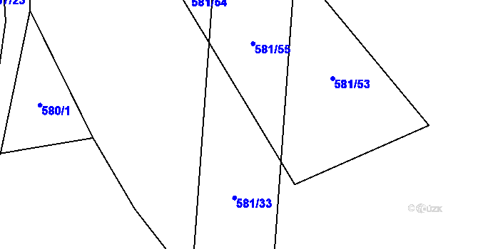 Parcela st. 581/33 v KÚ Záhuby, Katastrální mapa