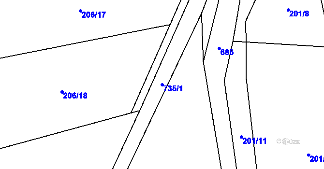 Parcela st. 735/1 v KÚ Záhuby, Katastrální mapa