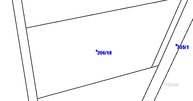 Parcela st. 206/18 v KÚ Záhuby, Katastrální mapa