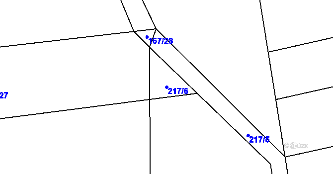 Parcela st. 217/6 v KÚ Záhuby, Katastrální mapa