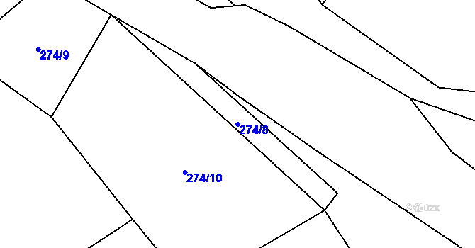 Parcela st. 274/8 v KÚ Záhuby, Katastrální mapa
