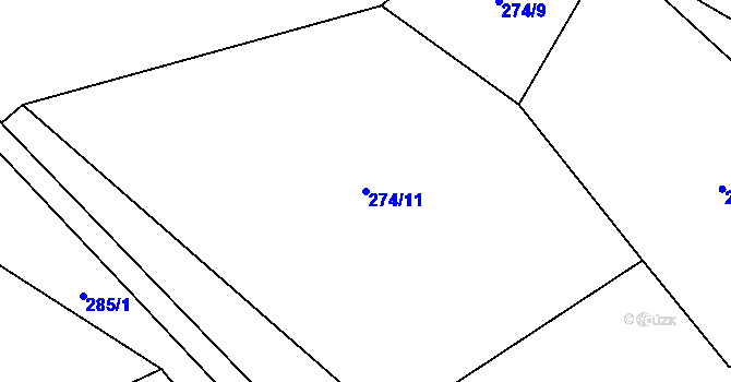 Parcela st. 274/11 v KÚ Záhuby, Katastrální mapa