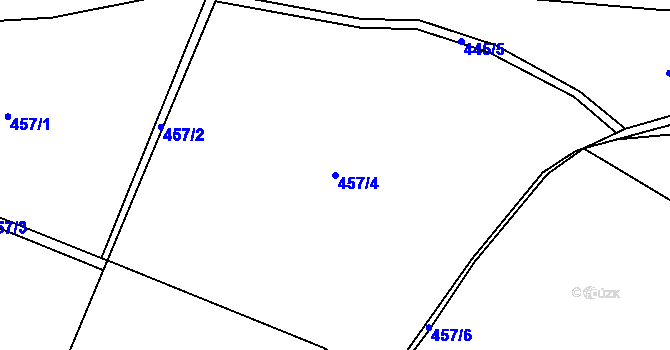 Parcela st. 457/4 v KÚ Záhuby, Katastrální mapa