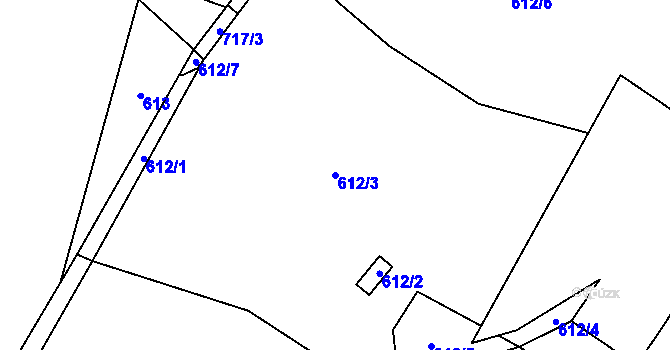 Parcela st. 612/3 v KÚ Záhuby, Katastrální mapa