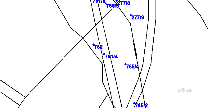 Parcela st. 761/4 v KÚ Záhuby, Katastrální mapa