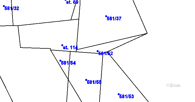 Parcela st. 581/52 v KÚ Záhuby, Katastrální mapa