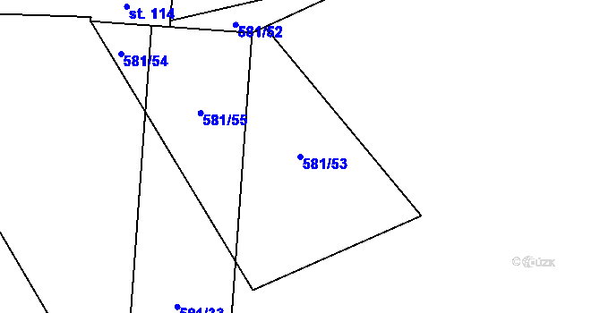 Parcela st. 581/53 v KÚ Záhuby, Katastrální mapa