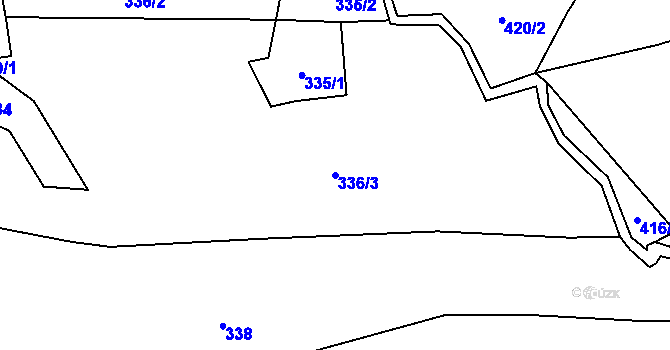 Parcela st. 336/3 v KÚ Zelenecká Lhota, Katastrální mapa