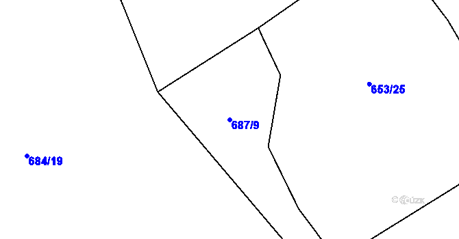 Parcela st. 687/9 v KÚ Zelenecká Lhota, Katastrální mapa