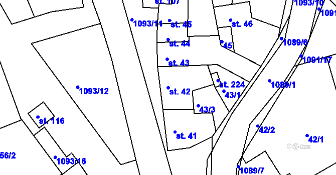 Parcela st. 42 v KÚ Milonice, Katastrální mapa