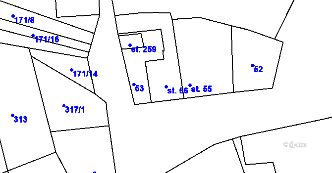 Parcela st. 56 v KÚ Milonice, Katastrální mapa