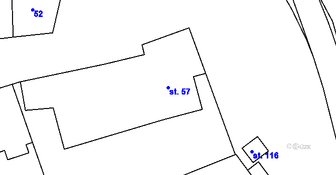 Parcela st. 57 v KÚ Milonice, Katastrální mapa