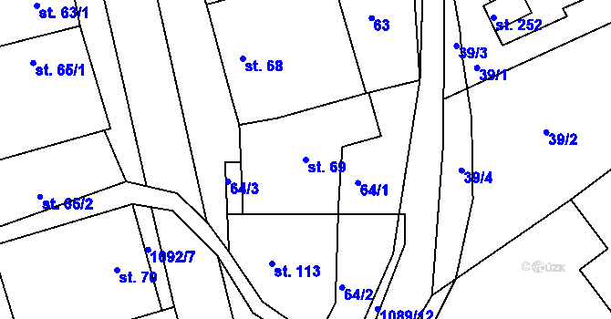 Parcela st. 69 v KÚ Milonice, Katastrální mapa