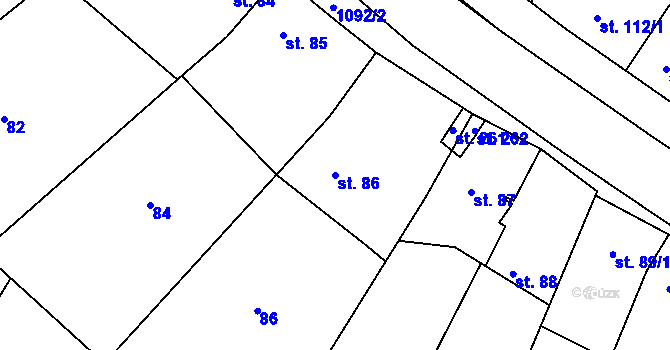 Parcela st. 86 v KÚ Milonice, Katastrální mapa