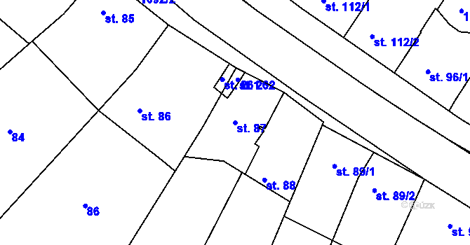 Parcela st. 87 v KÚ Milonice, Katastrální mapa