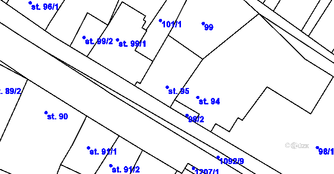 Parcela st. 95 v KÚ Milonice, Katastrální mapa
