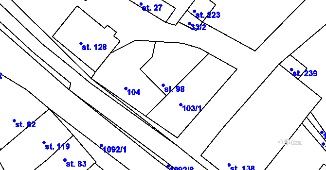 Parcela st. 98 v KÚ Milonice, Katastrální mapa