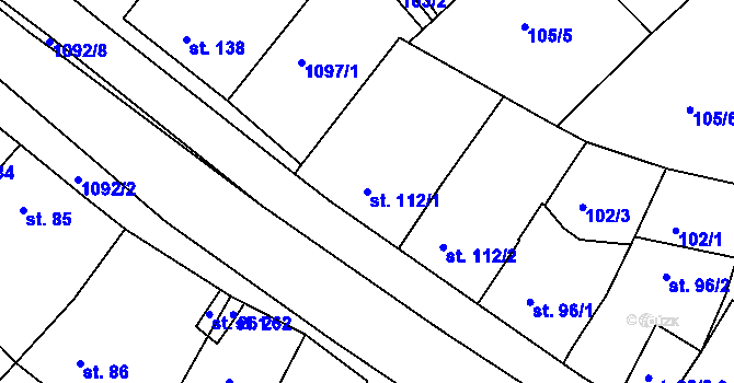 Parcela st. 112/1 v KÚ Milonice, Katastrální mapa