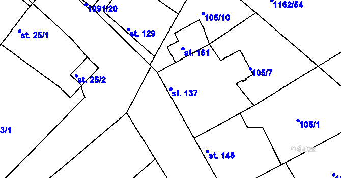 Parcela st. 137 v KÚ Milonice, Katastrální mapa