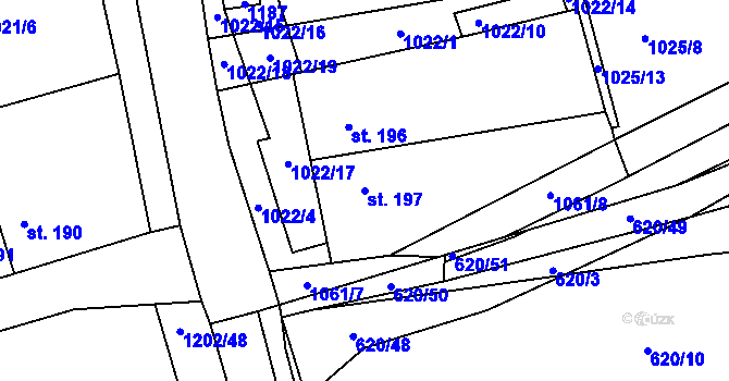 Parcela st. 197 v KÚ Milonice, Katastrální mapa