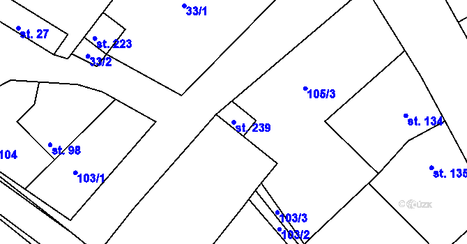 Parcela st. 239 v KÚ Milonice, Katastrální mapa