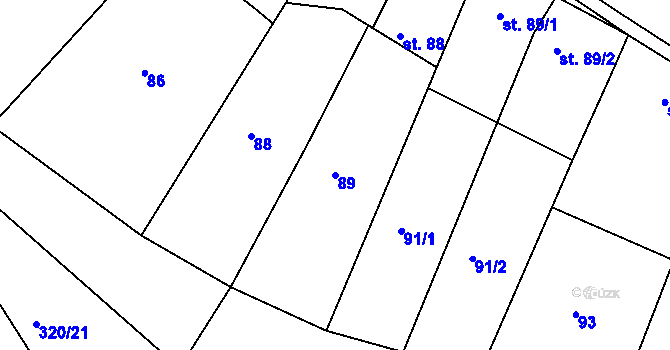Parcela st. 89 v KÚ Milonice, Katastrální mapa