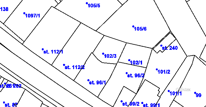 Parcela st. 102/3 v KÚ Milonice, Katastrální mapa