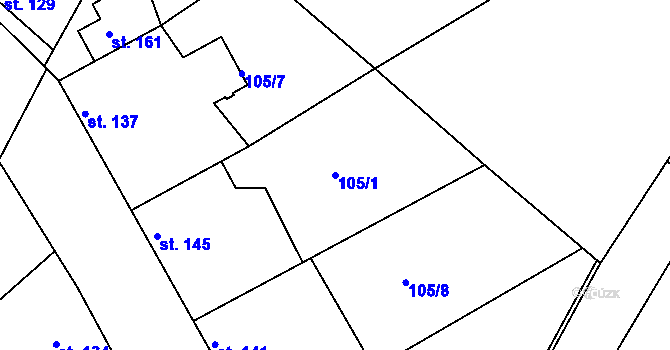 Parcela st. 105/1 v KÚ Milonice, Katastrální mapa