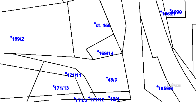 Parcela st. 169/14 v KÚ Milonice, Katastrální mapa