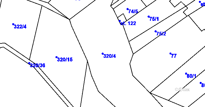 Parcela st. 320/4 v KÚ Milonice, Katastrální mapa