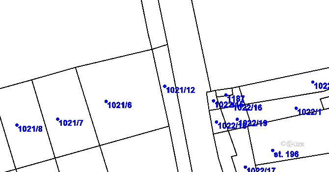 Parcela st. 1021/12 v KÚ Milonice, Katastrální mapa