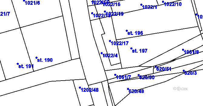 Parcela st. 1022/4 v KÚ Milonice, Katastrální mapa